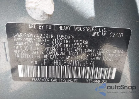 2010 Subaru Impreza Outback Sport из США, поврежденный, VIN JF1GH6D69AH819574